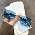 Ultra-Light Rimless Diamond Cut Blue Light Blocking Reading Glasses, Unisex Youthful Photochromic Sunglasses for Sun Protection