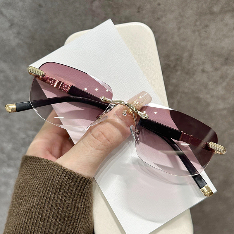 Ultra-Light Rimless Diamond Cut Blue Light Blocking Reading Glasses, Unisex Youthful Photochromic Sunglasses for Sun Protection